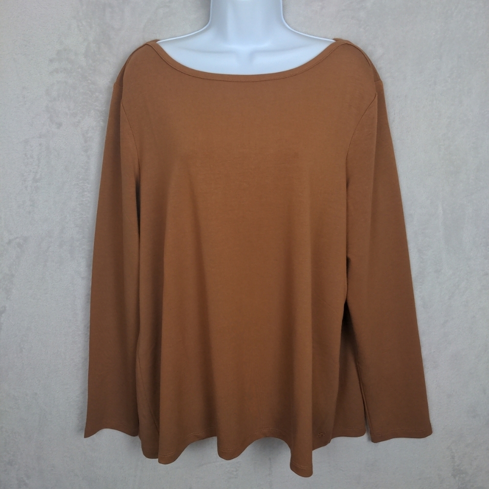 NWT Banana Republic Shirt Women XXL Brown Long Sleeve Medium Weight Boatneck